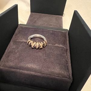 Helena Ring in Sterling Silver with 18K Yellow Gold and Pavé Diamonds